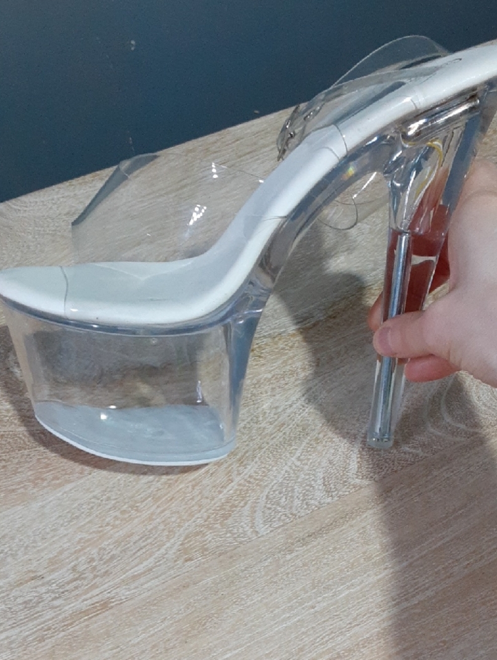 Clear Platform Light Up Stiletto Heels - White Insole